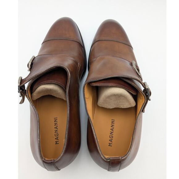 $485 Magnanni Montego Cap Toe Double Monk Strap Shoes Tabaco Brown Size US9 EU42 - Picture 5 of 13